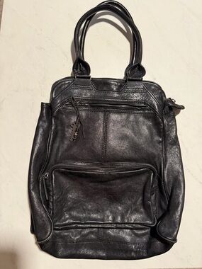 Y2K Diesel Black Leather Bag with Front Zip Pocket